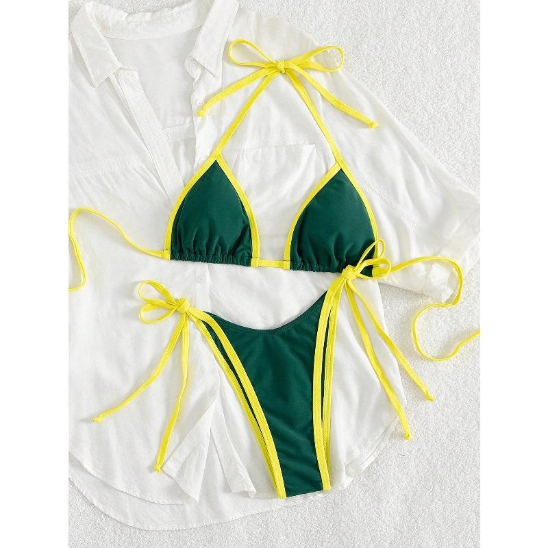 

Sexy Contrast Color Separates Micro Bikini 2026 Women s Swimsuit Female Swimwear Mini Thong Bikinis Set Two-piece Bathing Suit S