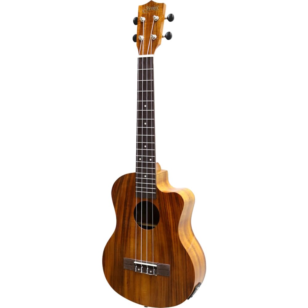 S.Yairi YU-T-01KE Electric Ukulele with Preamp, Tenor Size, Koa Wood, Geared Tuners, and Gig Bag Included