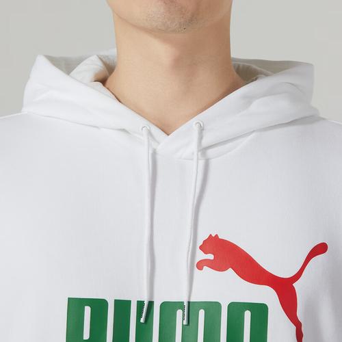 Men's PUMA Letter Print Fleece-Lined Hoodie in White