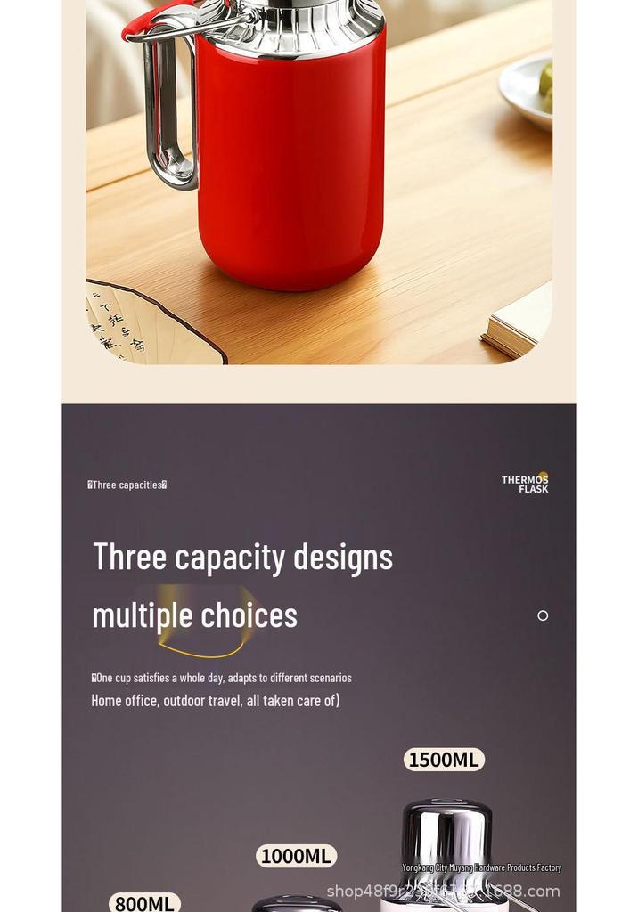 316 Stainless Steel Handle Vacuum Thermos Mug with Large Capacity and Tea Separator