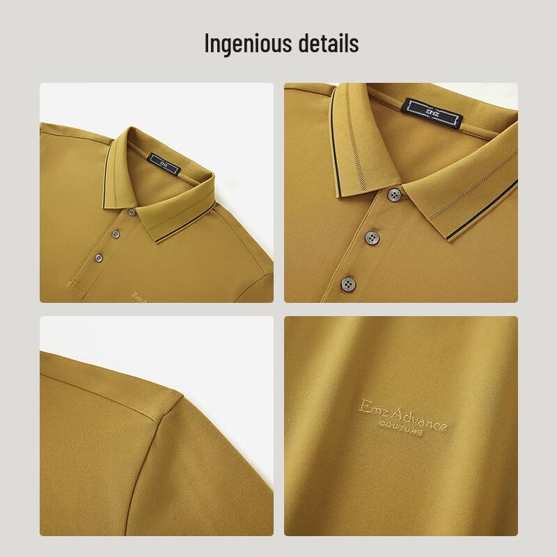 EMZ Men's Skin-friendly Thermal Long-Sleeve Polo Shirt