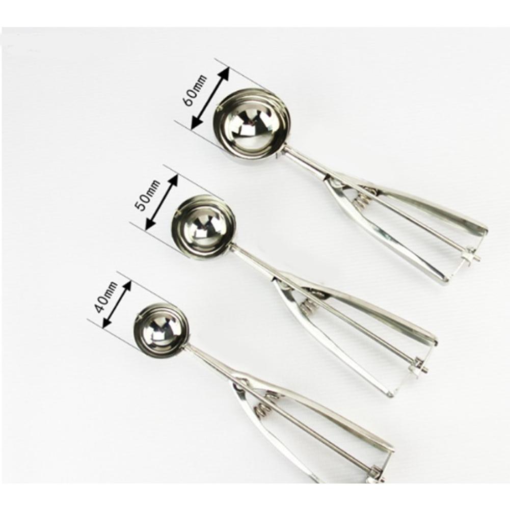 Stainless Steel Spoon with Spring Handle for Kitchen Ice Cream Fruit Cake