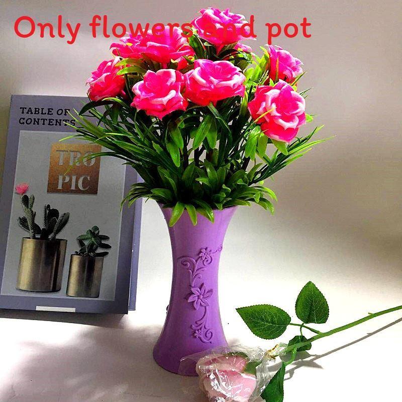 Eleven Simulate Large Roses Fake Flowers Potted Plants Decoration Indoor