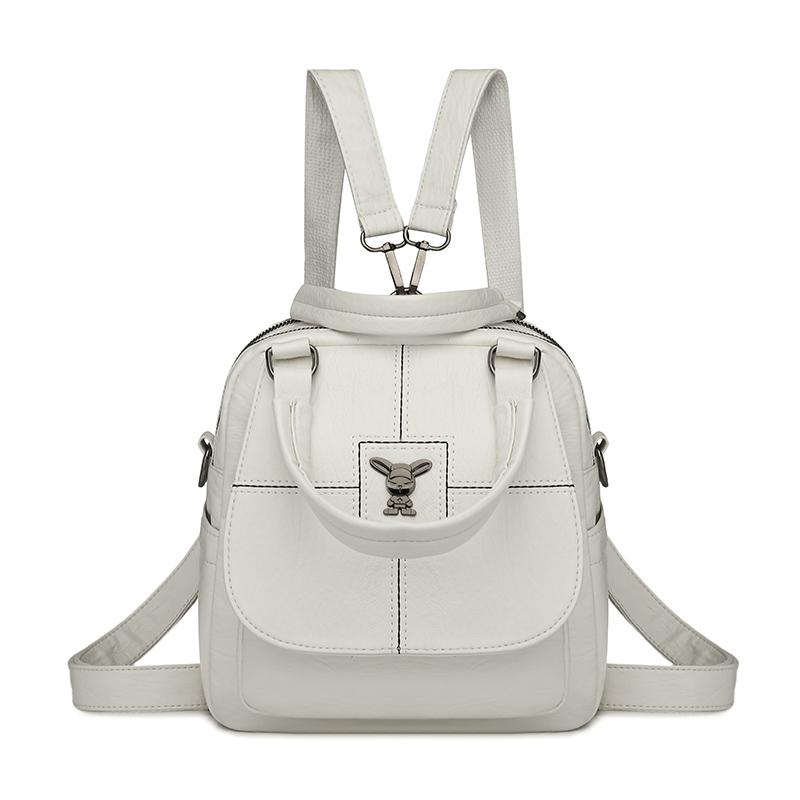 Multifunctional Shoulder Bag Women's Soft Leather Backpack Solid Color Shoulder Bag