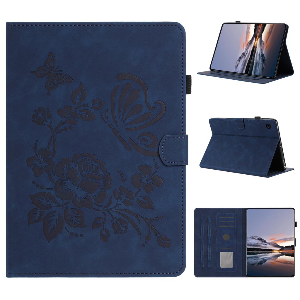 For Samsung Galaxy Tab A11/A9 Case Card Holder Stand Butterfly Floral Imprinted Leather Tablet Cover