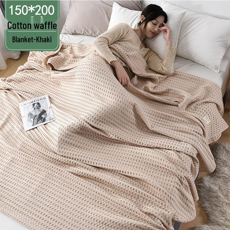 

A-Class 100% Cotton Waffle Textured Summer Blanket - Suitable for Double Bed or Office 150x200 cm Waffle Towel Blanket