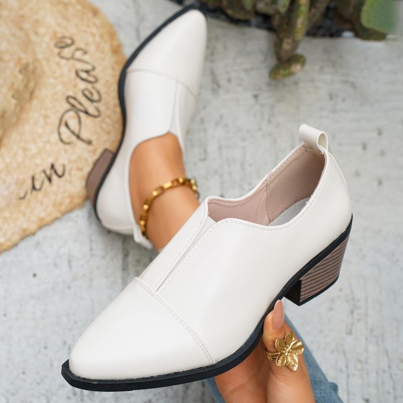 Fashion Women's Fashionable Ankle Single Shoes Thick Heels High Heels Casual Leather Retro Women's Shoes High Quality Non-slip Shoes