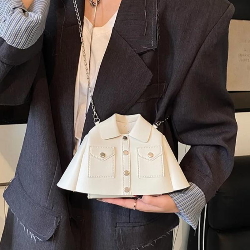 Schoolbag Women's Green Retro Solid Color Clothes Shaped Crossbody Bag Pu Leather Coat Chain Shoulder Bag Korean Style Tote Bag Handbag