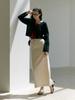 Mouth Back Slit Maxi Skirt (Cream Ivory)