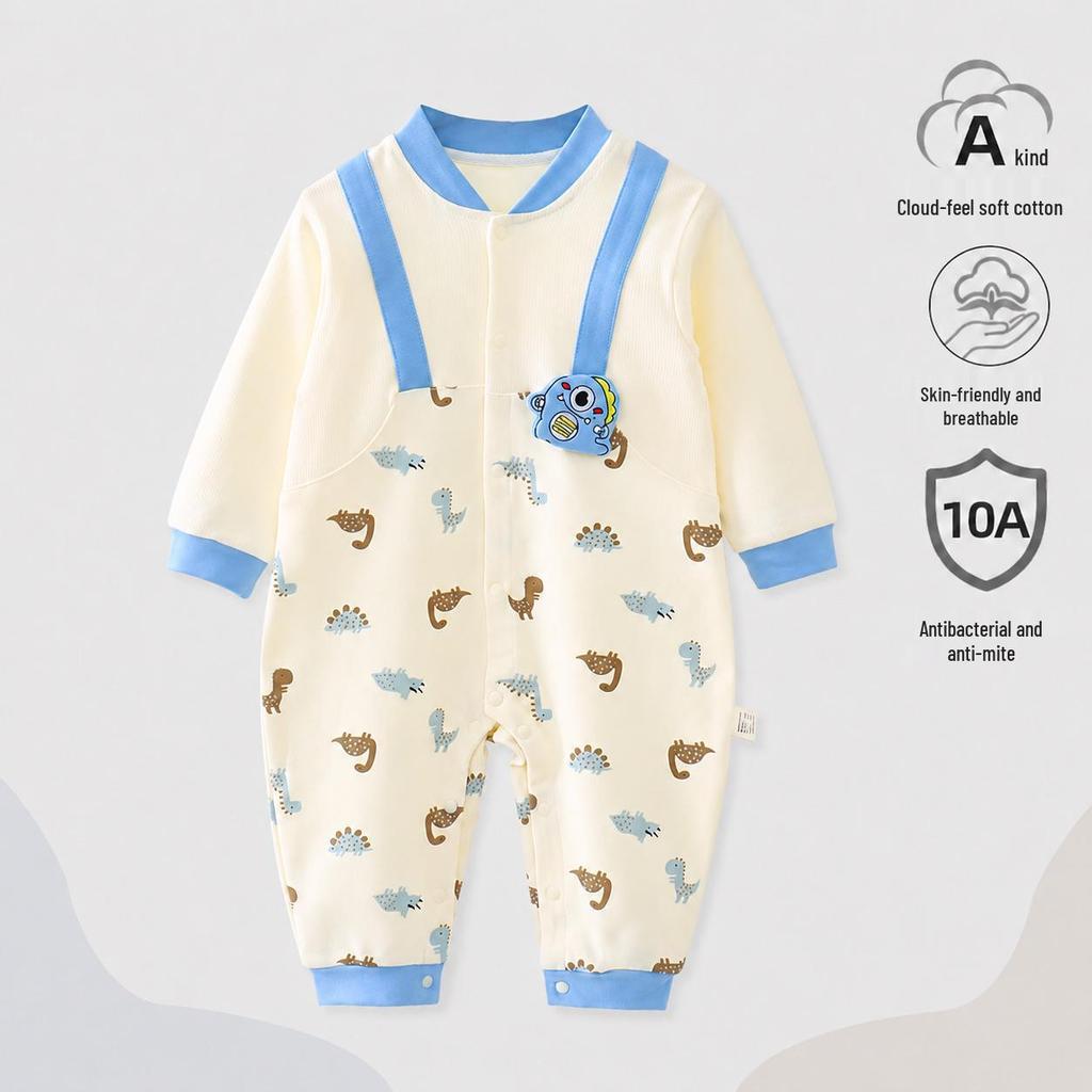 Nation's Top-Selling: Antibacterial Cotton Baby Bodysuit for Spring & Autumn - Long Sleeve, Perfect for Crawling & Home Wear.
