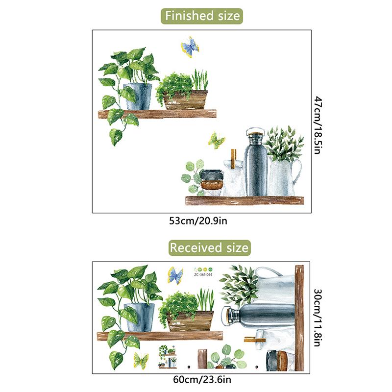 Potted Plant Art Decoration Wall Stickers For Living Room Decor Removable Self-Adhesive Door Window Tile Decal Pvc Mural