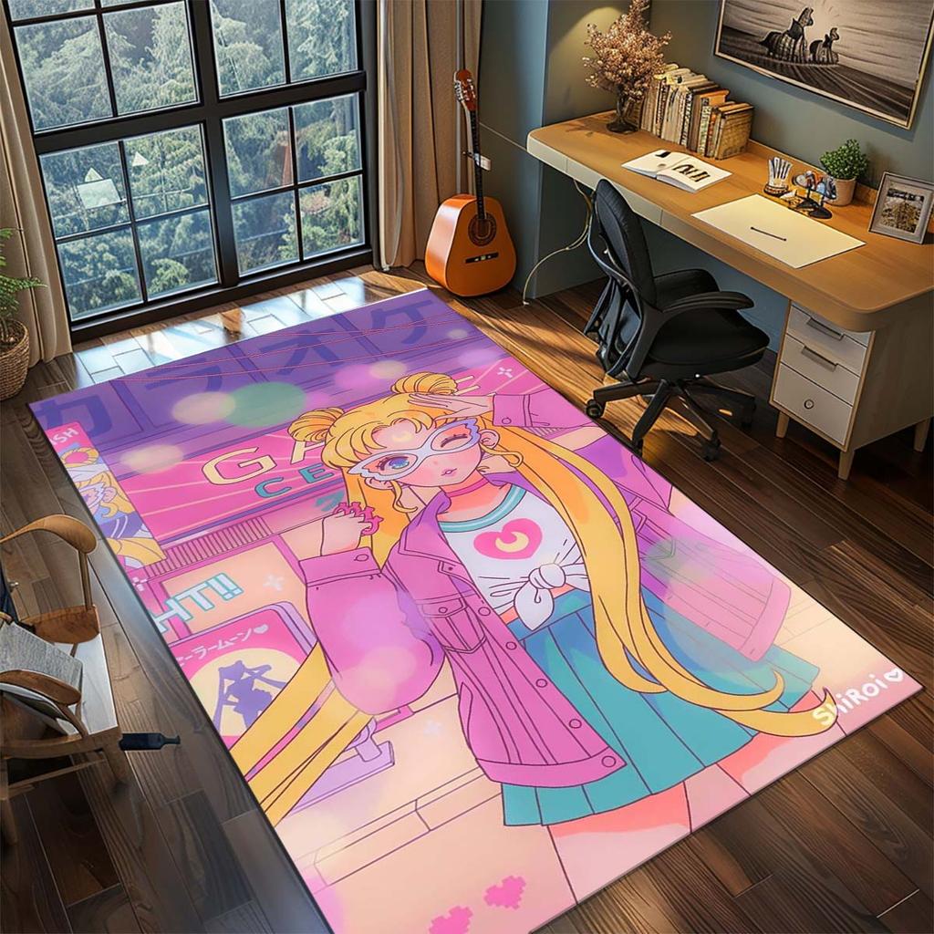 Sailor Moon Anime Teppich Großer Teppich Rutschfeste Waschbare Fußmatte Gamer Zimmer Schlafzimmer Heimdekoration -QJY