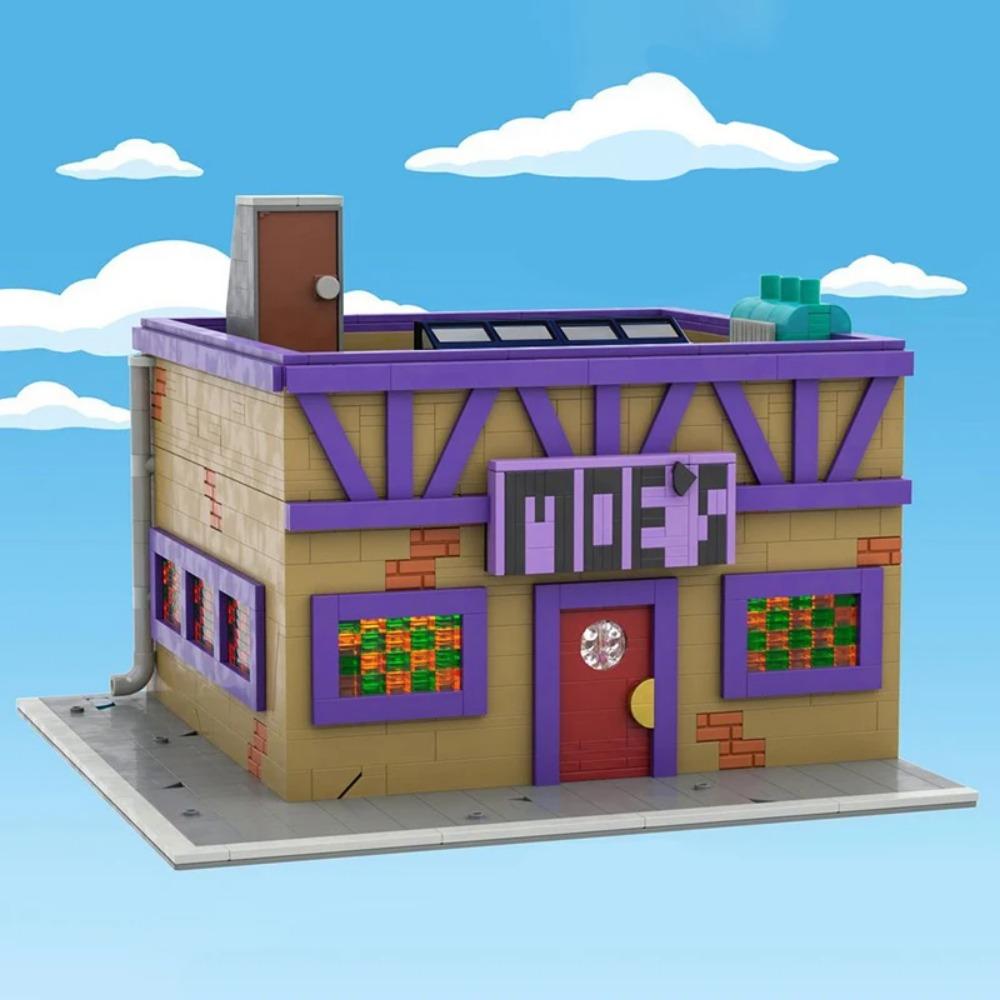 MOC Simpsons Modulare Bausteinsets Moe's Tavern Ziegelmodell Kreatives Hausbauspielzeug Kinderspielzeug Weihnachtsgeschenke