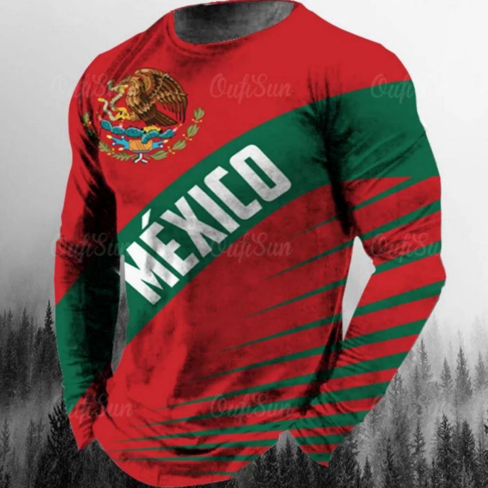 Módní trička s mexickou vlajkou Mexiko 3D potisk Pánské Dámské Tričko s dlouhým rukávem Streetwear Oversized Harajuku Dětská trička Top Oblečení