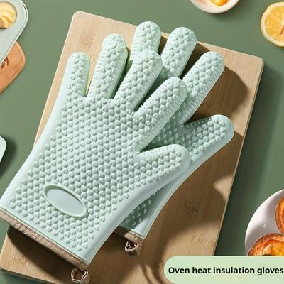 1 Par de Luvas Espessas de Isolamento Térmico e Antiescaldamento, Luvas de Silicone Antiderrapantes, Luvas de Forno Respiráveis para Cozinha