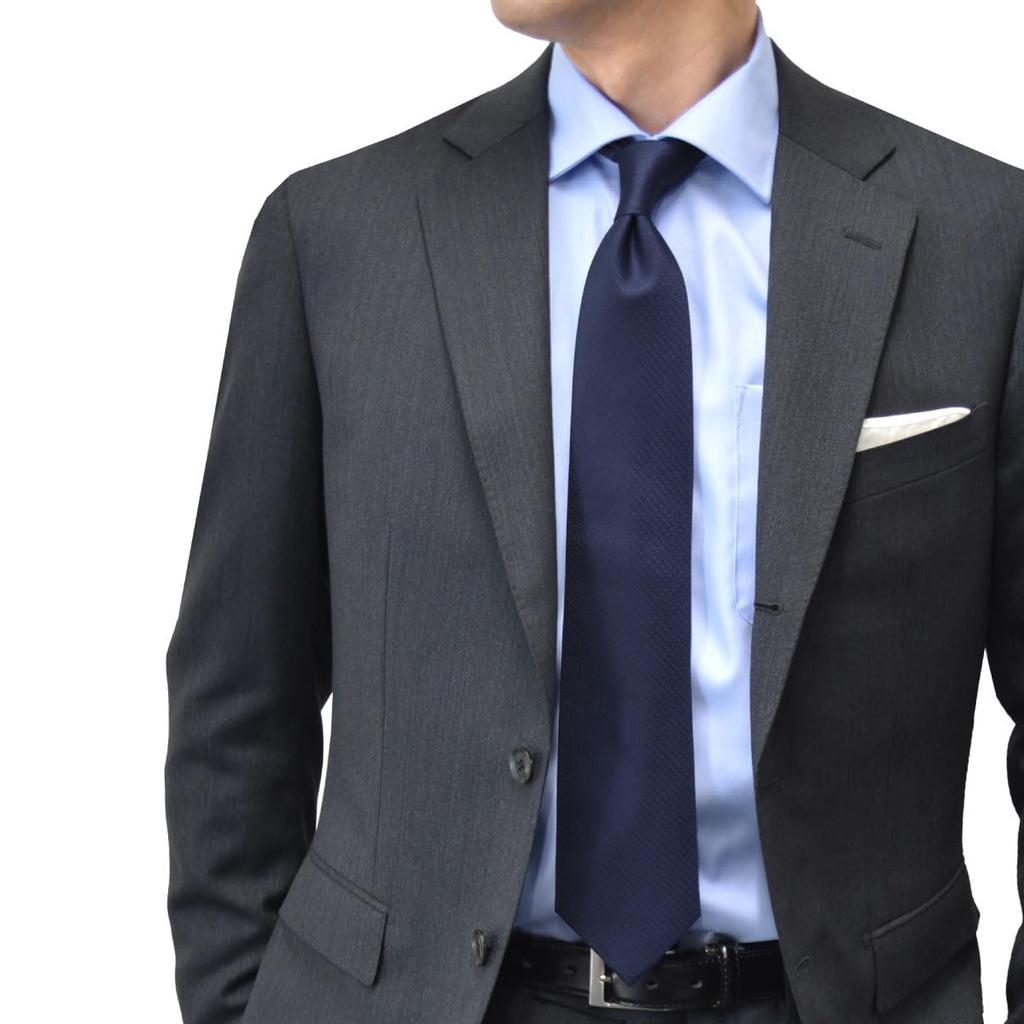 [Milano Alpha] Necktie, Brand Silk, Water-Repellent Fabric, Double-Layered Construction, Men's Business Tie, Plain, Regular Tie, Solid Design, 01