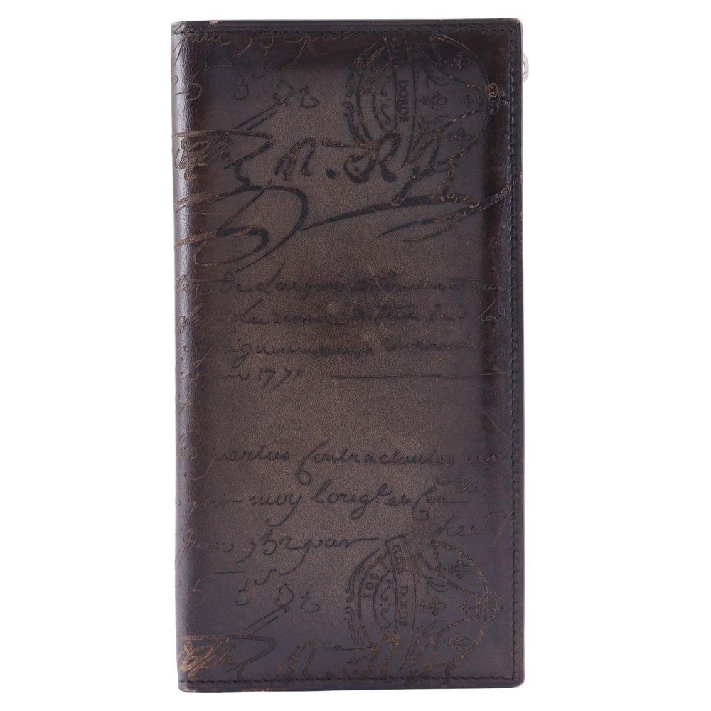 Berluti Neo-Santal Scrit Purse Calligraphy Bifold long wallet Brown Calfskin mens Used