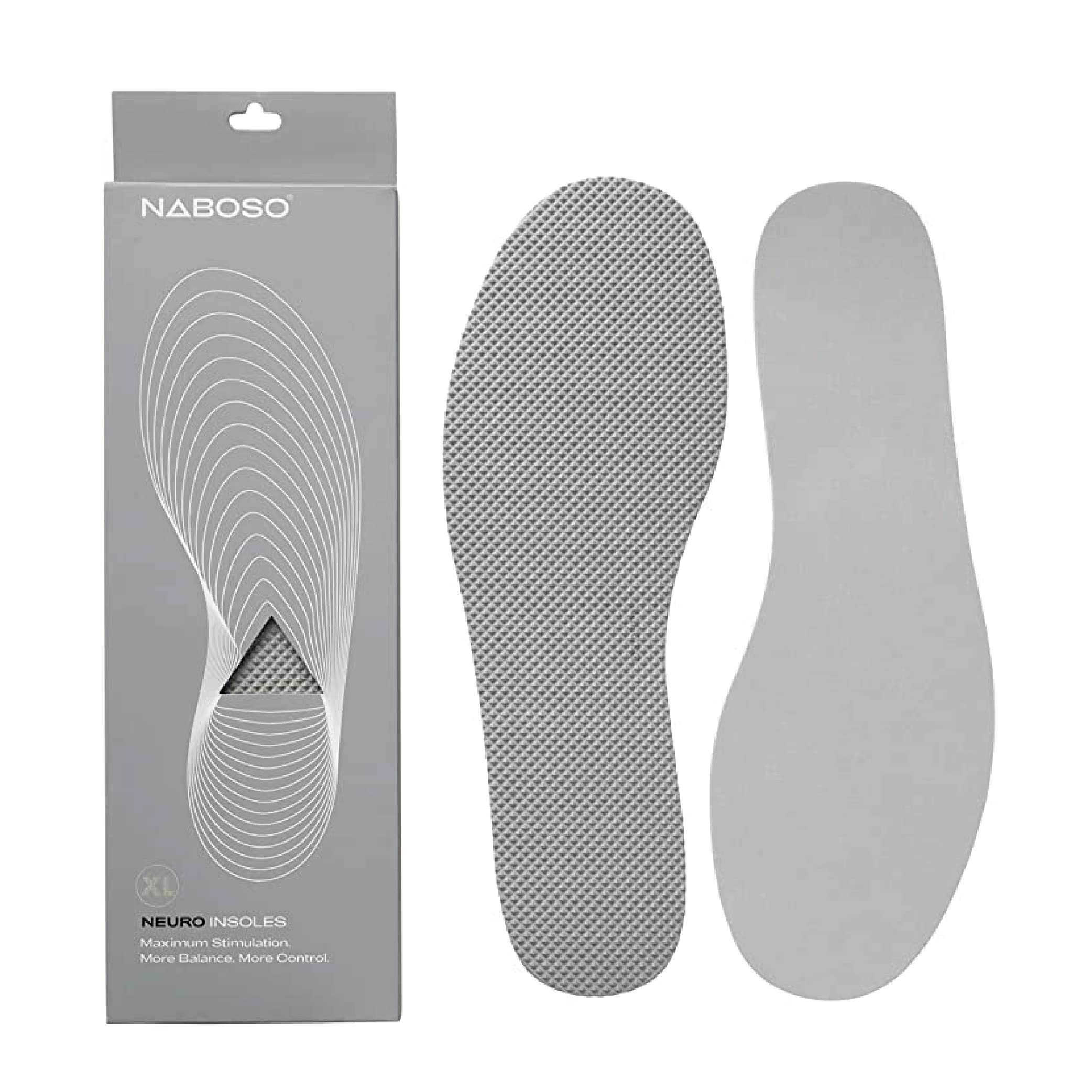 Нейростельки Naboso, Стимуляция стопы, Баланс тела, Тонкие стельки, Поддержка для тех, кто беспокоится о падениях и балансе (XL)