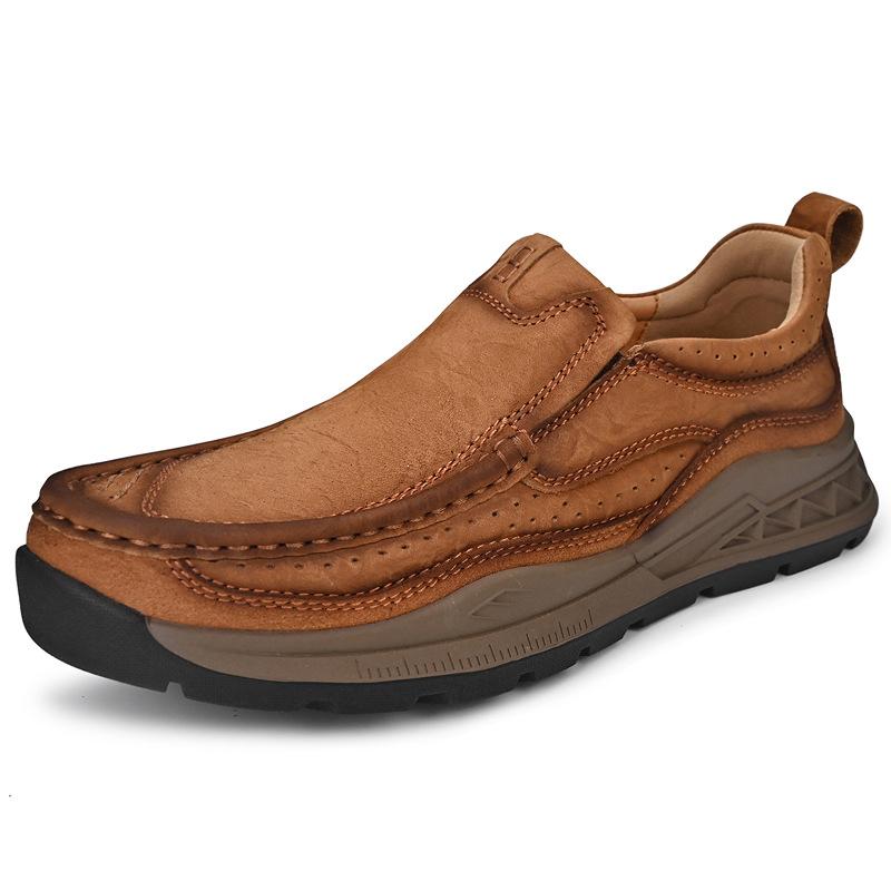 First Layer Cowhide Spring Men's Shoes Leather Soft Bottom Outdoor Leisure Leather Shoes Men's Antiskid Shoe Work Shoes