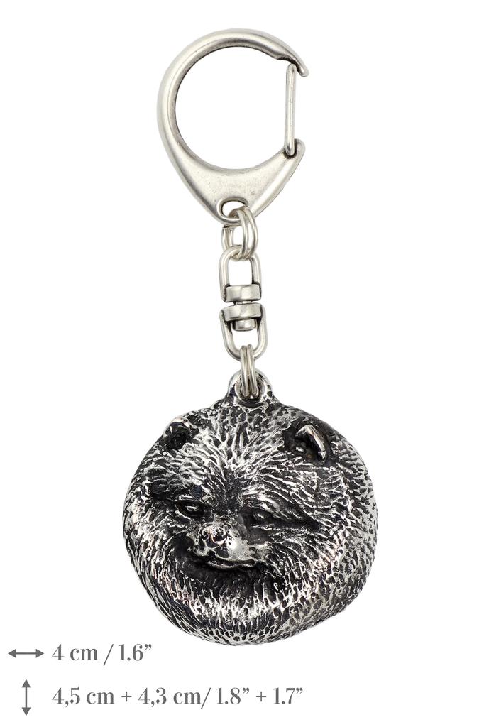 Pomeranian Dog, Pom Dog, Dwarf Spitz - Silver-plated Key Ring with Dog, Handbag Decoration, Backpack Pendant by Art-Dog Brand