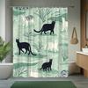 1Pc Animal Shower Curtain Black And White Cat Pattern Bathtub Partition Hanging Cloth Curtain Vivid Natural Landscape Bathroom
