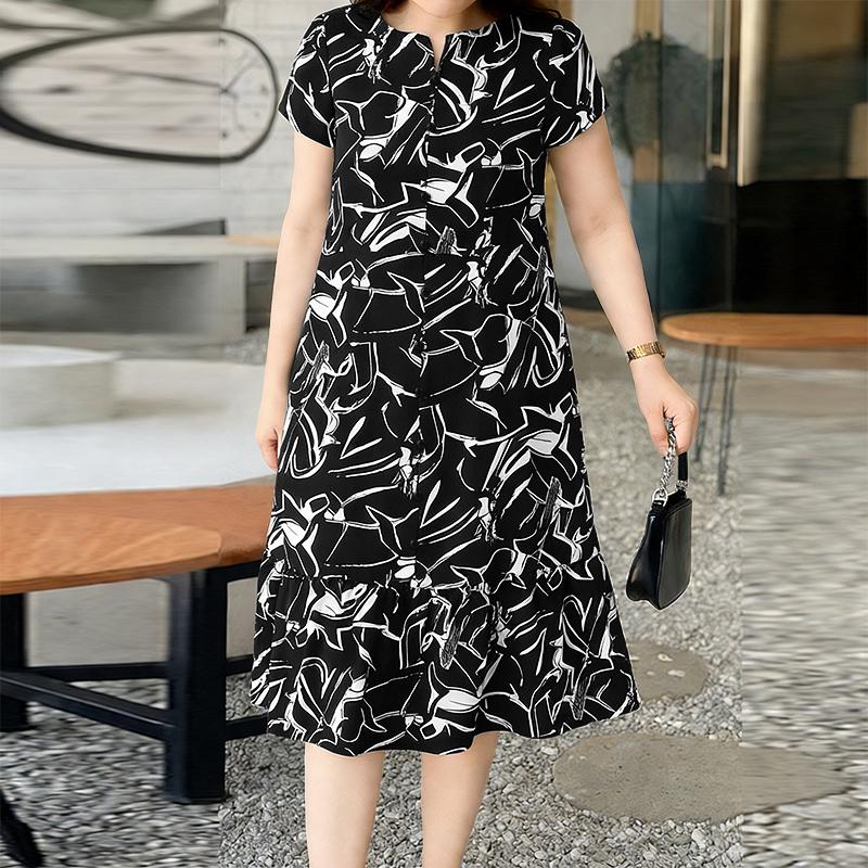 

ZANZEA Жіноча повсякденна літня сукня з V-подібним вирізом та коротким рукавом з принтом 2XL чорний