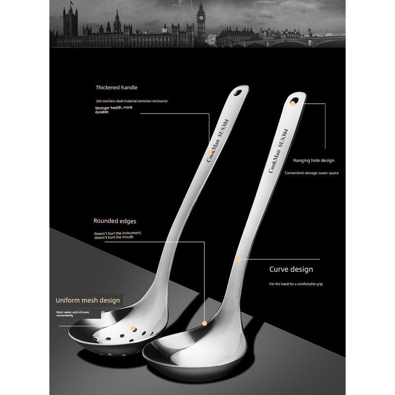 304 Stainless Steel Spoon Small Spoon Colander Creative Long Handle Spoon Suit For Home Soup Drink Soup and Porridge Porridge Spoon
