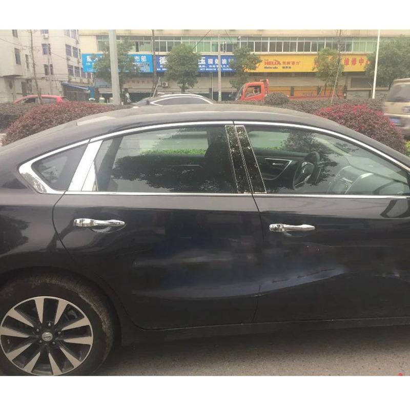 Body Stainless Steel For Nissan Altima Teana 2013 2014 2015 2016 2017 2018 Glass Window Garnish Pillar Middle Column Trim 8PCs