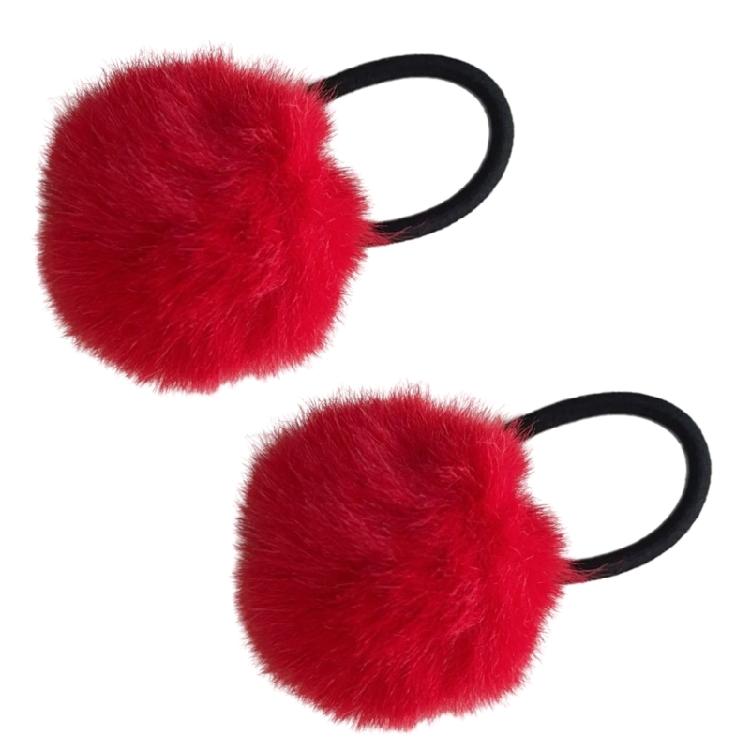 2 Pcs Girls Cute Hair Rope Non-Slip Pompoms Hair Tie Scrunchie Hair Accessories