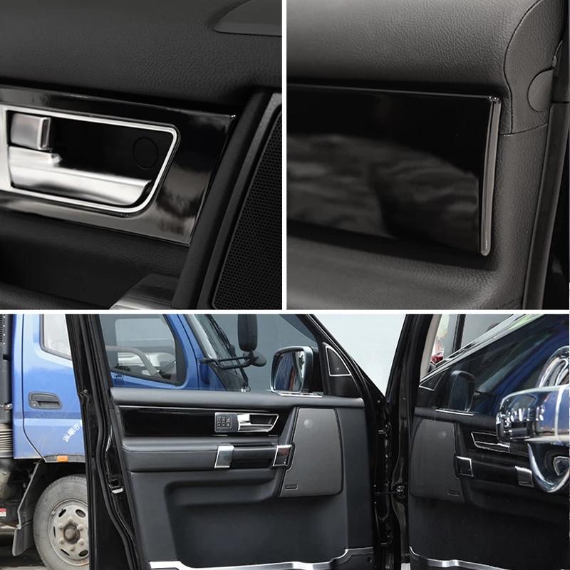For Land Rover Discovery 4 LR4 2010-2016 ABS Black wood grain/Silver Car  Interior Door Handle Panel Cover Trim Car Accessories
