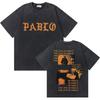 Camisetas Gráficas Vintage Lavadas Rapper Kanye West THE LIFE OF PABLO Estampa da Capa Camiseta Unissex Feminina Moda Hip Hop Camisetas