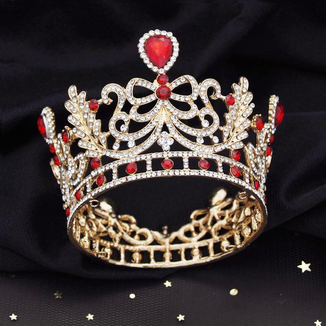 

Барочная хрустальная диадема, роскошные свадебные тиары, свадебная корона для женщин, круглая выпускная вечеринка, украшения для торта, корона, ювелирные изделия, головной убор