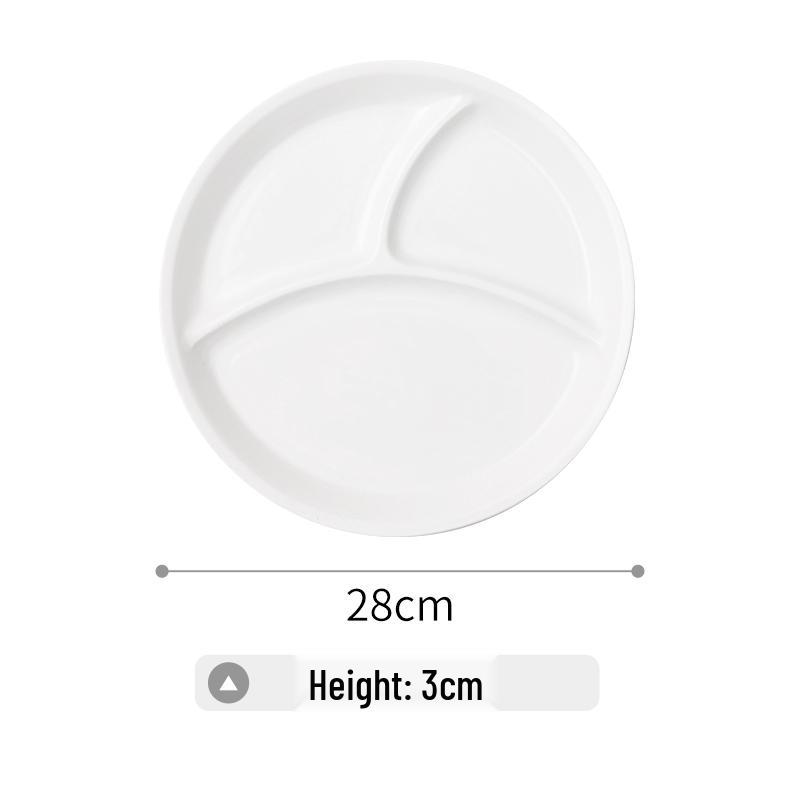 White Ceramic Divided Plate for Home Use - Three & Four Compartments - Creative Fitness Separator Plate