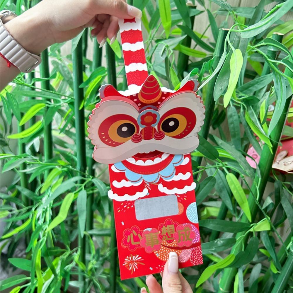 6pcs Lion Dance Chinese New Year Red Envelopes Hongbao Red Pocket Lunar New Year Gifts