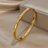 Unique Rhinestone Bamboo Stainless Steel Bracelet for Women Fashion Gold Color Stacked Cuff Bangle Bracelets Waterproof Jewelry