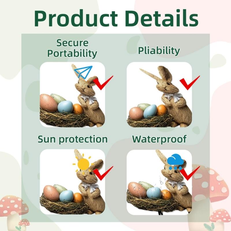 Colorful Rabbit and Eggs Yard Sign for Easters and Spring Celebration Weather Resistant Garden Insert Animal Stake