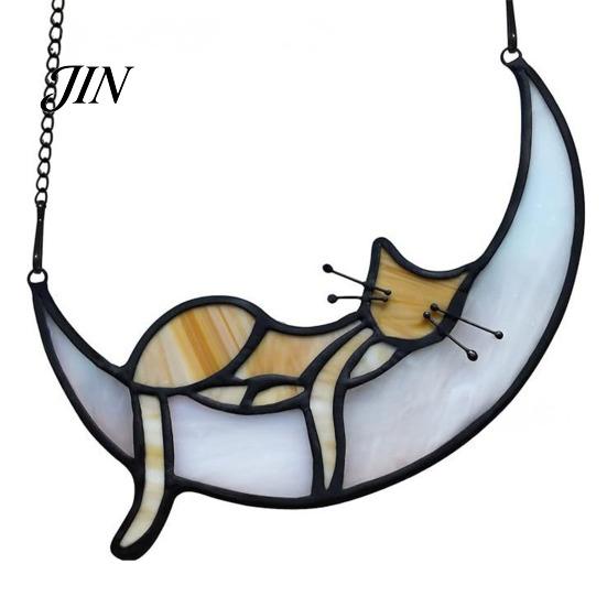 Acrylic Cat Suncatcher Hanging Pendant with Chain, Animal Ornament for Window Gift Home Wall Decor, Cute Lover Room Decoration Creative