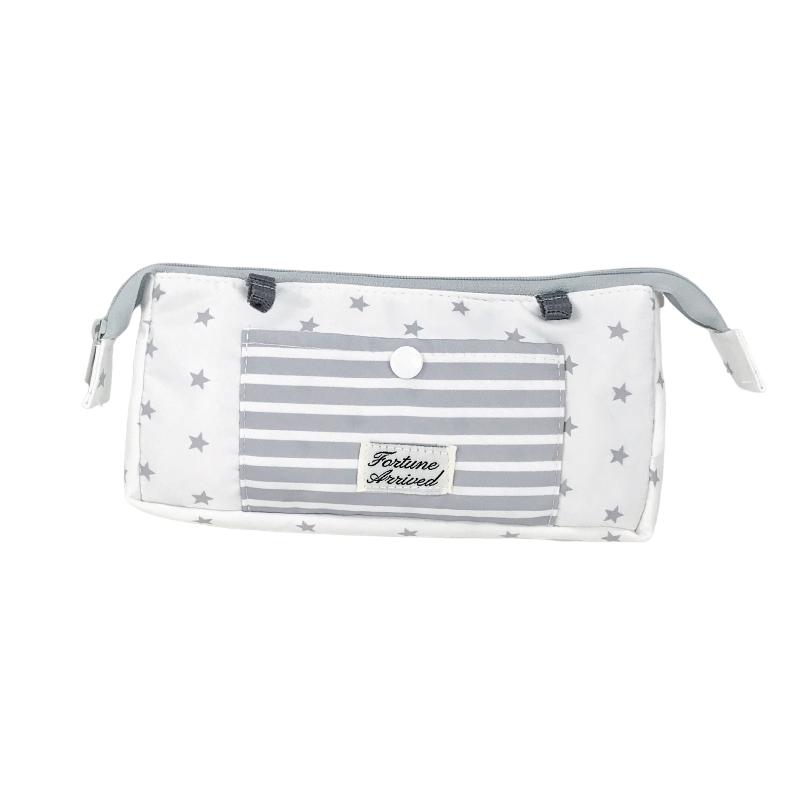 Korean Star Striped Print Large Pencil Case Multi-Layer High Capacity Stationery Pouch for Student School Desktop Storage