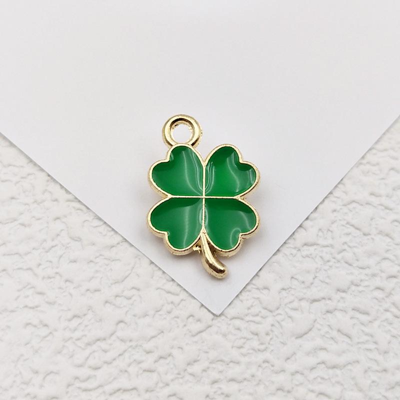 

Green Clover Dripping Oil DIY Alloy Jewelry Pendant Earrings Bracelet Necklace Pendant 10pcs зелений