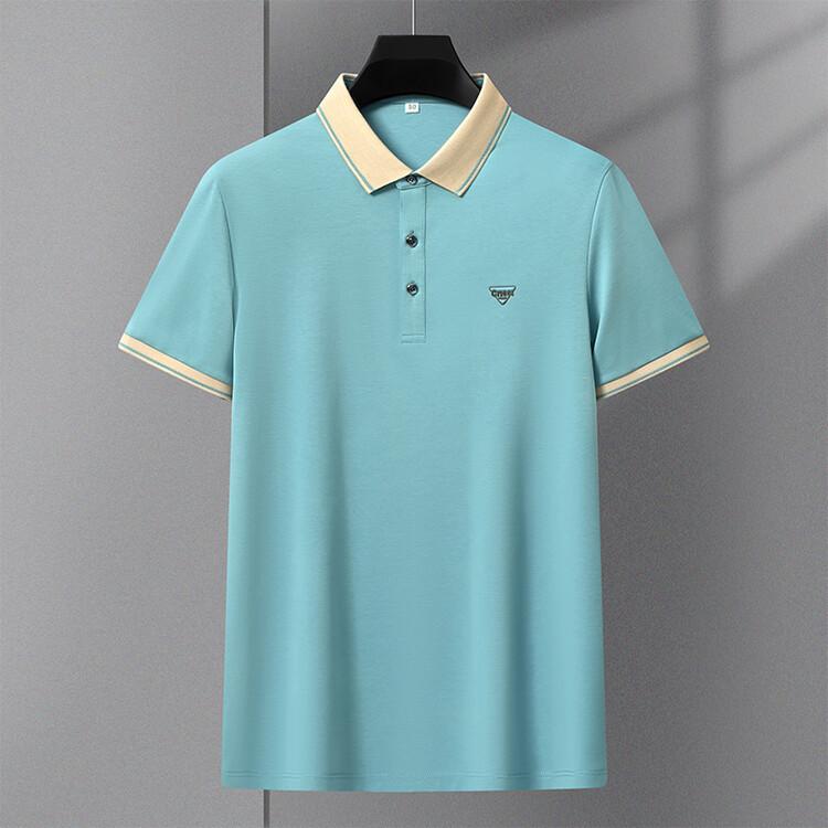 Summer New Lapel Short Sleeve Fashion Casual Men's Business Pure Color Polo Shirt