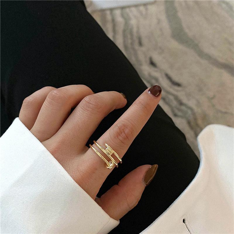 Retro Fashion Ring Open Punk Style Love Ring Trend Cross Bamboo Ring Simple Couple Ring Jewelry