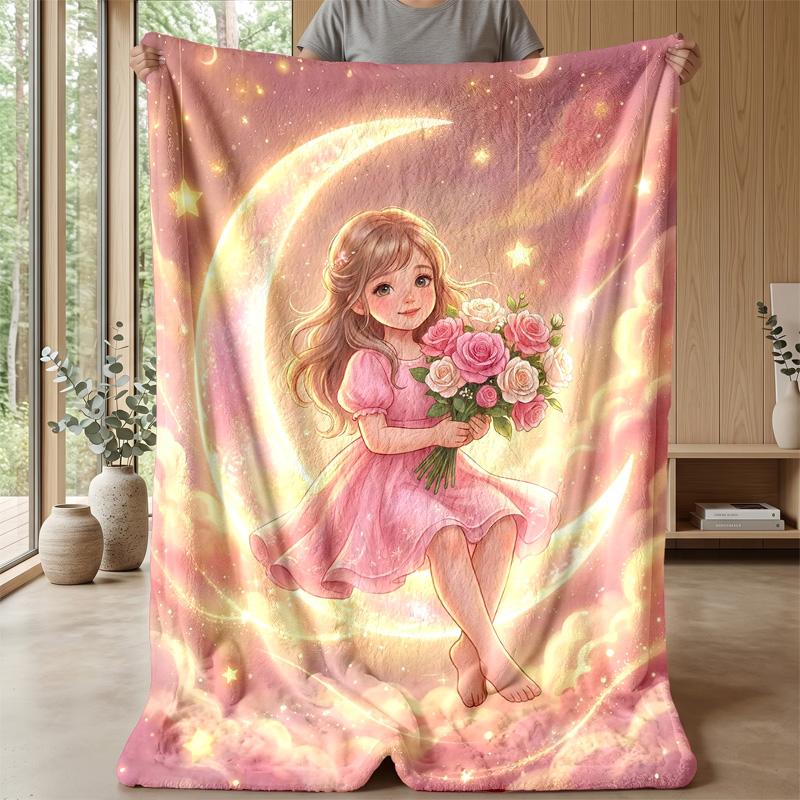 Mädchen, das Spinnen liebt Thema Decke Leicht Warm Flanelldecke Dekorative Überwurfdecke für Heimdekoration