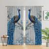 Vintage Peacock Blue Flowers Butterfly Aninmal 3D Digital Printing Thin Hall Window Curtains For KidsBedroom Living Room 2Panels