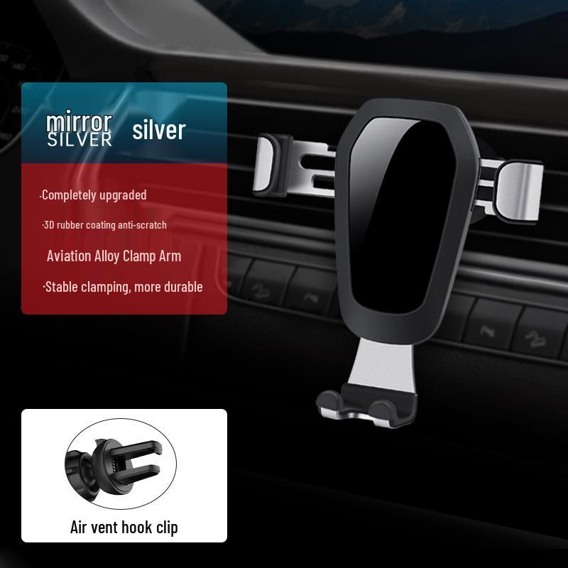 Universal Gravity Car Phone Holder with Metal Arm for Dashboard & Air Vent, 17mm Ball Head Holder + Eagle Beak Clip Base