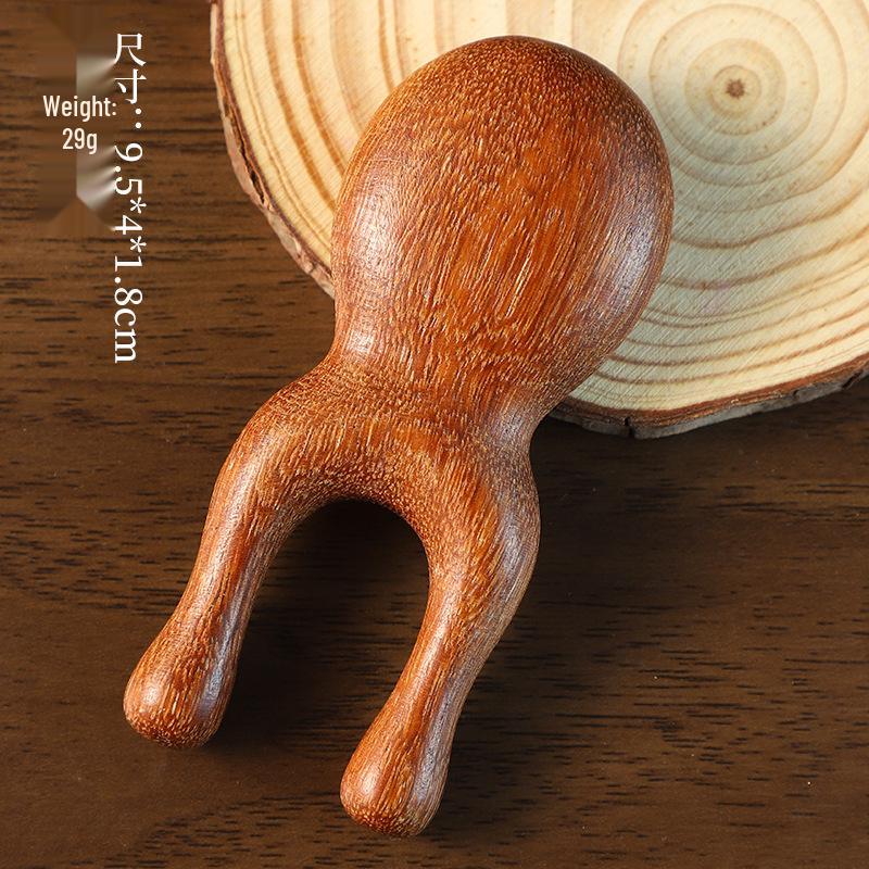 Golden Sandalwood Massage Comb 4-in-1: Meridian Comb, Gua Sha Tool, Scalp Massager.