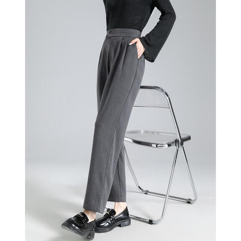 Women's Commuter Tapered Harem Pants with Asymmetric Pleats