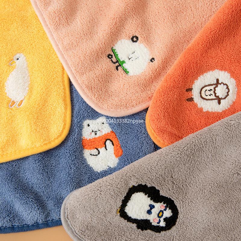 Soft Baby Towels Cute Coral Velvet Absorbent Face Hand Towel Kids Shower Wipe Washcloth Children Handkerchief Bath Towel 25x25cm