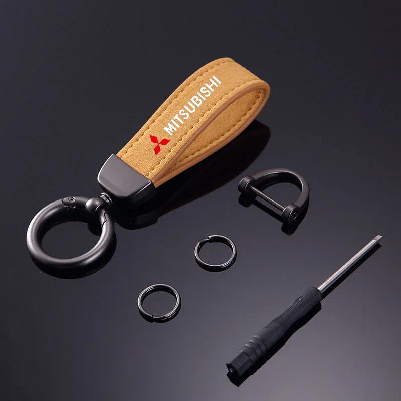 Metal Car Keychain Ring Key Fob Holder for Mitsubishi Ralliart Lancer ASX Outlander Pajero Accessories