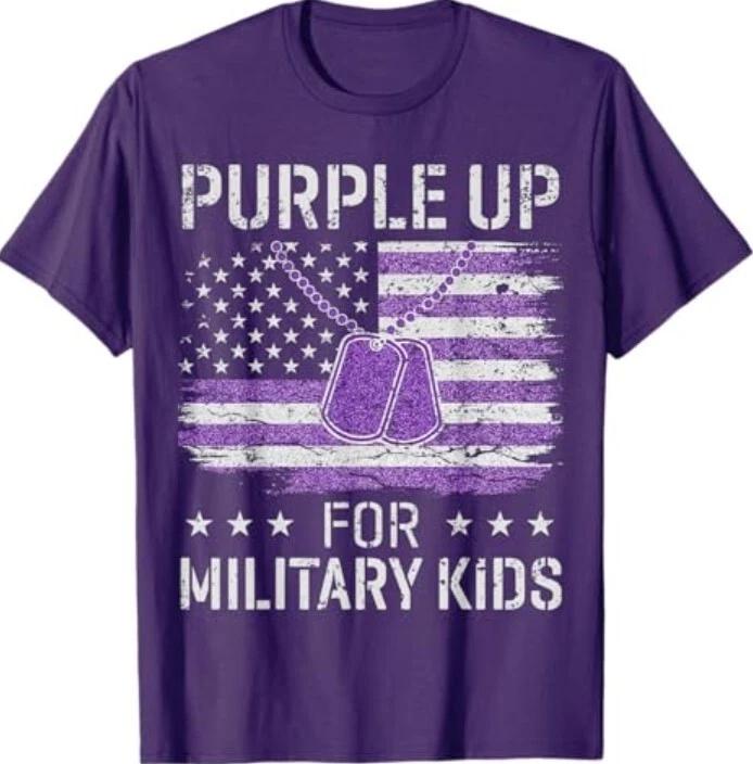 Purple Up For Military Kids Flag Military child Month T-Shirt L
