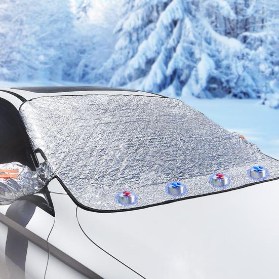 4-Layer Magnetic Windshield Snow Cover for Cars SUVs Trucks Full Coverage Frost Protector with Side Window And Mirror Guards Windproof UV Snow Cover